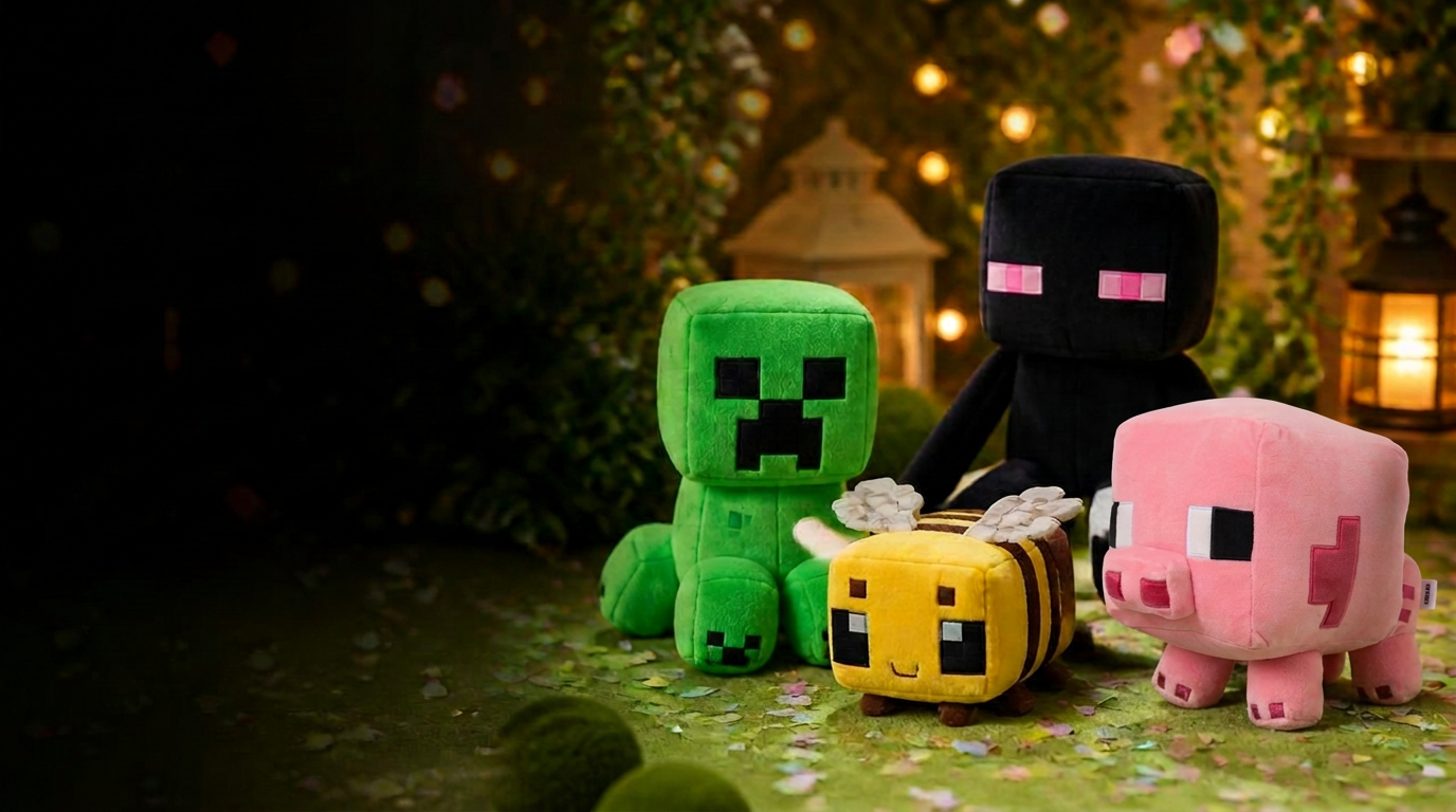Pelúcias Minecraft em promoção: creeper, enderman, abelha e porco